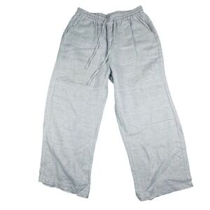 Women's Linen Wide Leg Pants with stretch waist -‎ Size L